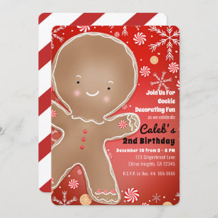Invitation Peppermenthe Gingerbread Man Fête d'anniversaire