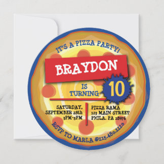 INVITATION PEPPERONI PIZZA FÊTE FÊTE D'ANNIVERSAIRE