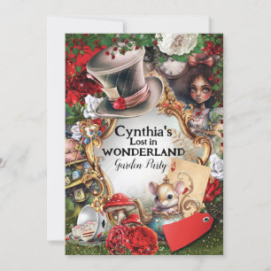 Invitation Perdu au pays des merveilles fête d'anniversaire