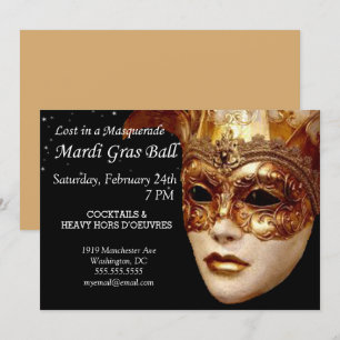 Invitation Perdu Dans Un Bal Mascarade Mardi Gras