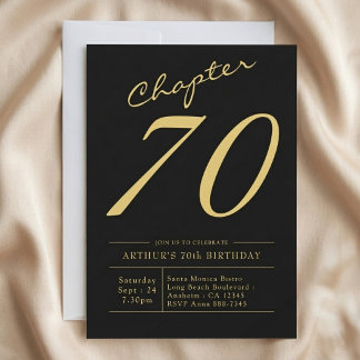 Invitation Père 70e anniversaire 70 ans fête noir or