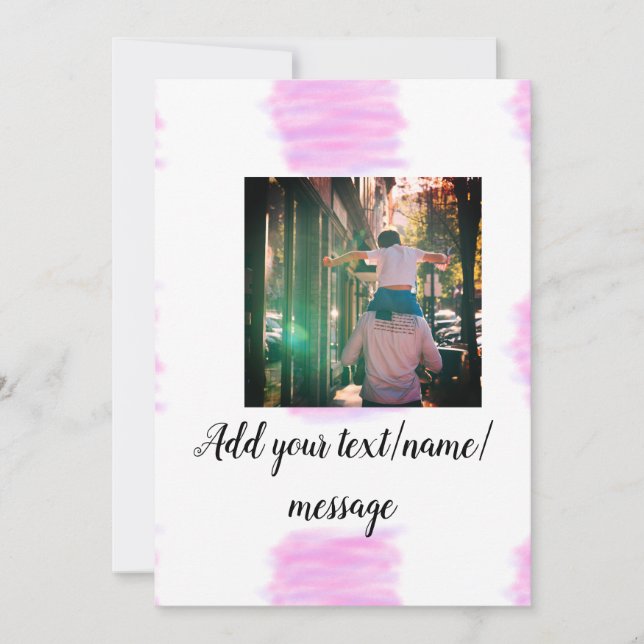 Invitation Père fils papa aquarelle rose violet ajouter une i (Devant)