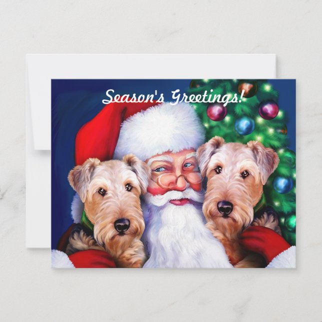 Invitation Père Noël Airedale Terriers à Noël (Devant)