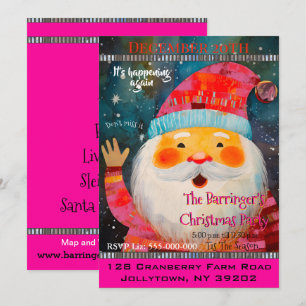 Invitation Père Noël amical Fête de Noël joyeuse