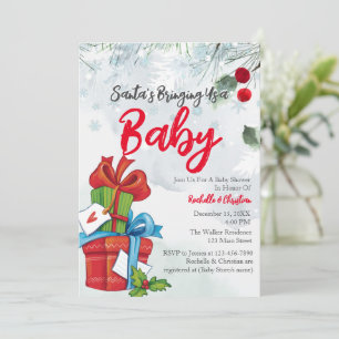 Invitation Père Noël Apporte-nous un cadeau de Noël pour bébé