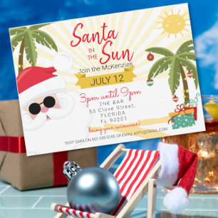 Invitation Père Noël au soleil fête d'été Noël australien