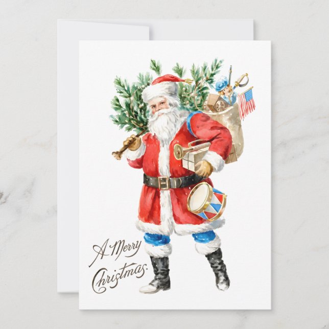 Invitation Père Noël avec jouets et tambour (Devant)