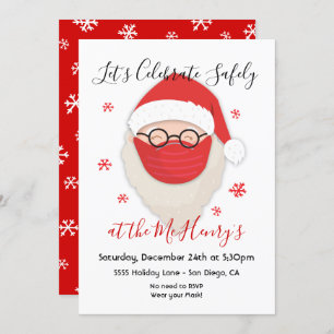 Invitation Père Noël avec masque Social Distances fête de Noë