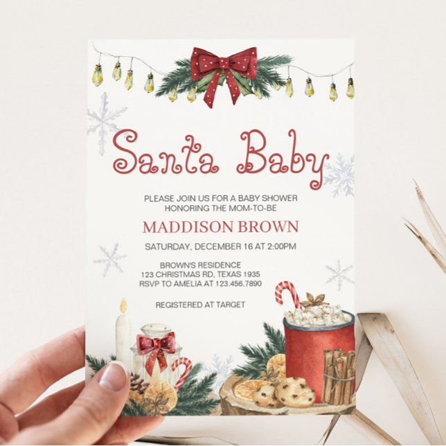 Invitation Père Noël Baby Baby shower (Winter Christmas Baby Shower Invitation)
