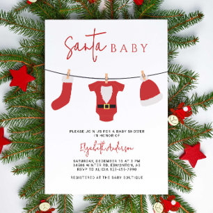 Invitation Père Noël Baby Baby shower Noël Clothesline