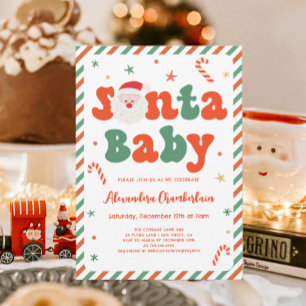 Invitation Père Noël Baby Christmas Baby shower genre neutre