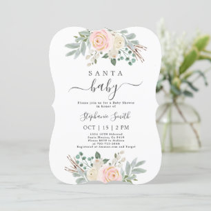 Invitation Père Noël Baby Christmas Baby shower Girl Invitati