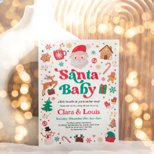 Invitation Père Noël Baby Christmas Baby shower neutre de gen