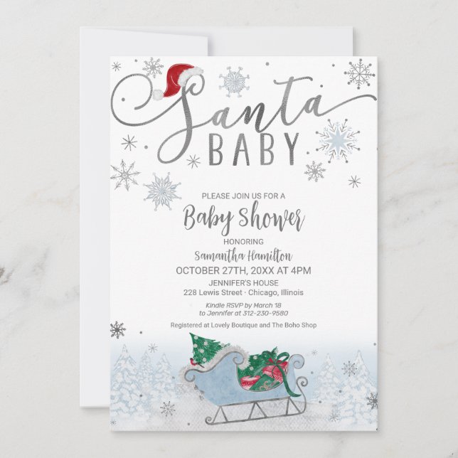 Invitation Père Noël Baby Christmas Boy Baby shower (Devant)
