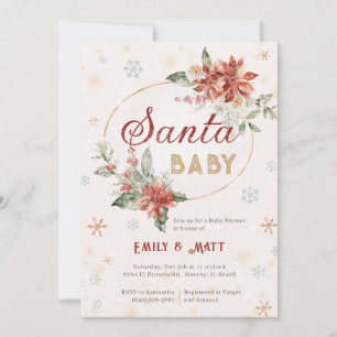 Invitation Père Noël Baby Christmas Douche Sprinkle Poinsetti