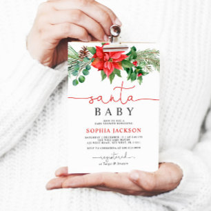 Invitation Père Noël Baby Christmas Floral Baby shower Invita