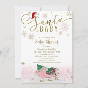 Invitation Père Noël Baby Christmas Girl Baby shower