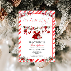 Invitation Père Noël Baby Christmas Girl Baby shower de vêtem
