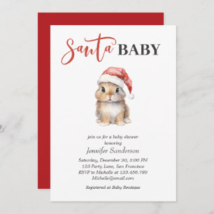 Invitation Père Noël Baby Christmas Girl Baby shower Invitati