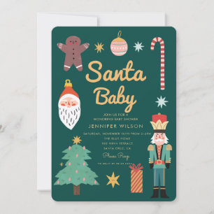 Invitation Père Noël Baby Christmas Holiday Baby shower