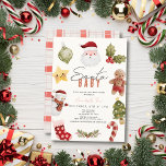 Invitation Père Noël Baby Christmas Holiday Baby shower<br><div class="desc">Cette mignonne invitation de baby shower "bébé père Noël" sans sexe comporte un arrière - plan crème avec le Père Noël, des saints, un homme en pain d'épices, une étoile, un bonhomme de neige, un arbre de Noël, un sucre de canne et le stockage en aquarelle. Au verso se trouve...</div>
