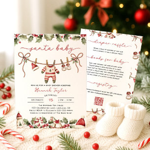 Invitation Père Noël Baby Christmas QR Code Baby shower