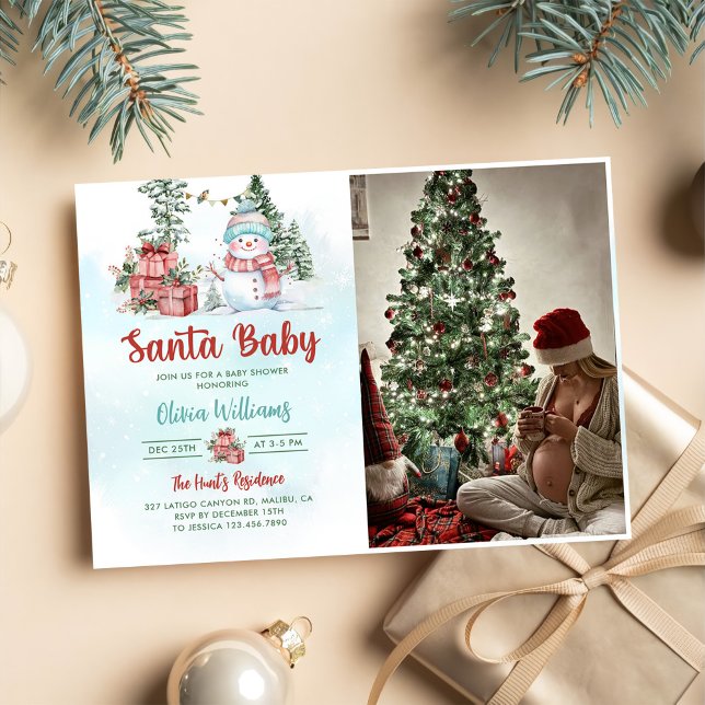 Invitation Père Noël Baby Christmas Snowman Baby shower Photo (Créateur téléchargé)