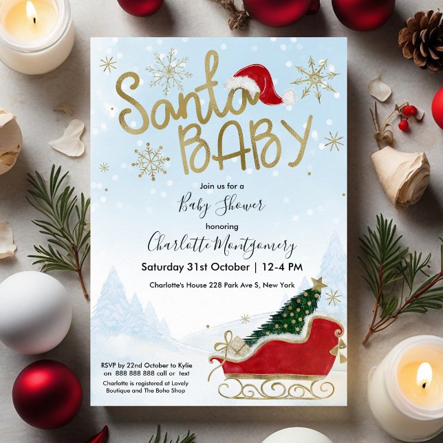 Invitation Père Noël Baby Christmas Winter Baby shower Invita (Créateur téléchargé)