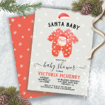 Invitation Père Noël Baby Christmas Winter Baby shower Invita<br><div class="desc">Invitations modernes et mignonnes "Père Noël Baby" Baby Shower. Super Hygge Scandinave avec une adorable tenue d'hiver du Père Noël et casquette avec un arrière - plan de flocon de neige. Modèle de couleur neutre pour un garçon ou une fille d'être avec des accents rouges.</div>