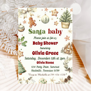 Invitation Père Noël Baby Cookies Baby shower de Noël