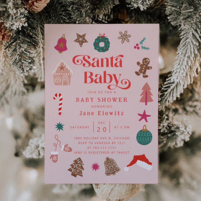 Invitation Père Noël Baby Girl Christmas Baby shower Invitati (Créateur téléchargé)