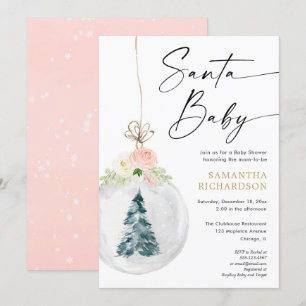 Invitation Père Noël Baby Pink or baby shower d'arbre de Noël