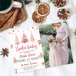 Invitation Père Noël Baby Pink Winter Tree Baby shower de Noë<br><div class="desc">Père Noël Baby Pink Winter Tree Baby shower de Noël Invitation</div>