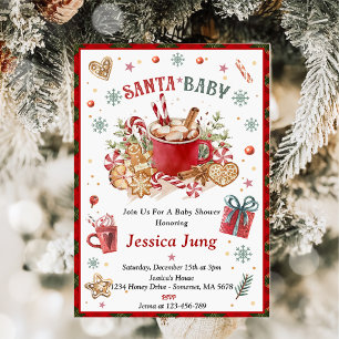 Invitation Père Noël Baby shower de Noël Cookies et cacao