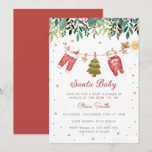 Invitation Père Noël Baby shower de vêtements d'hiver Noël bé