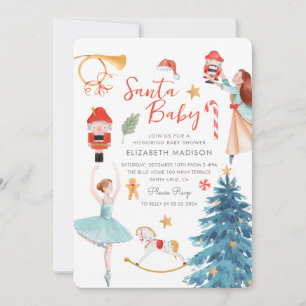 Invitation Père Noël Baby shower Mocte Aquarelle Noël
