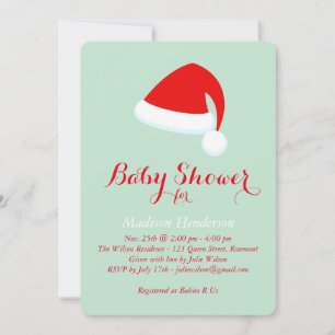 Invitation père Noël Baby shower - rouge & vert