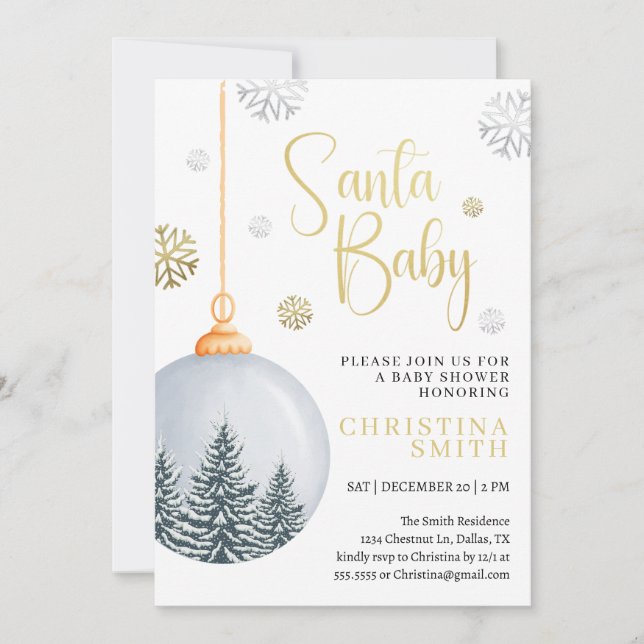 Invitation Père Noël Baby Snowflake Winter Wonderland Baby sh (Devant)
