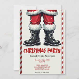 Invitation Père Noël branché en bottes noires Fête de Noël