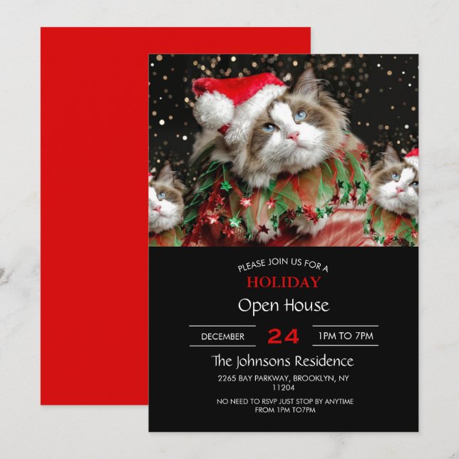 Invitation Père Noël Cat (Devant / Derrière)