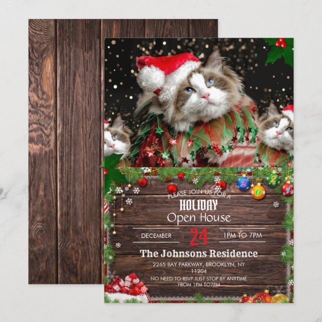 Invitation Père Noël Cat (Devant / Derrière)