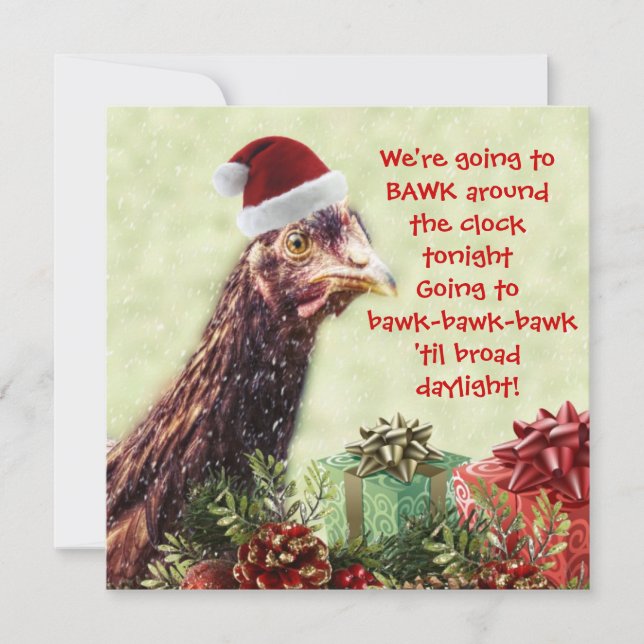 Invitation Père Noël Chicken Bawk autour de l'horloge ce soir (Devant)