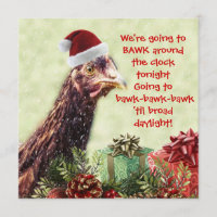 Père Noël Chicken Bawk autour de l'horloge ce soir