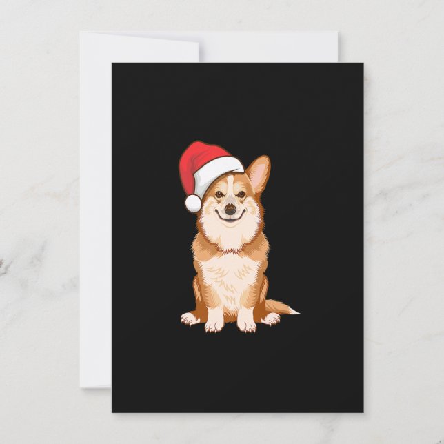 Invitation Père Noël Corgi, Cadeaux Pour Amoureux de les chie (Devant)