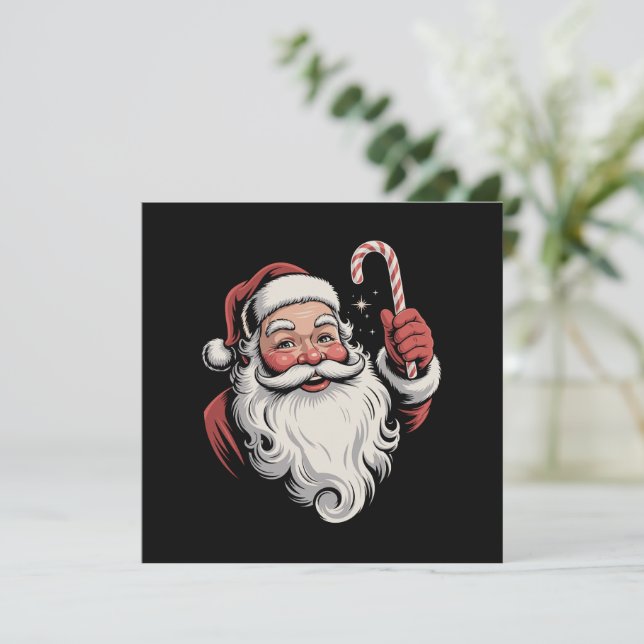 Invitation Père Noël de Noël Cadeau Rétro Vintage (Debout devant)