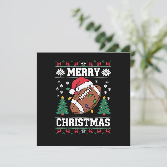 Invitation Père Noël de style pull de Noël laid de football a (Debout devant)