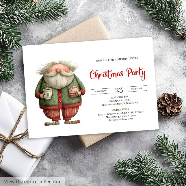 Invitation Père Noël drôle Editable Célébration de bureau  (Funny Santa Claus Editable Office Celebration Invite

)