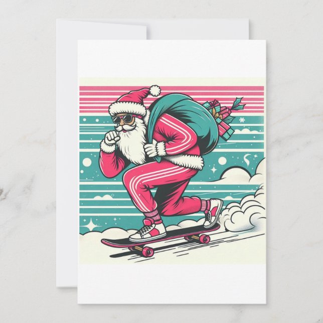 Invitation Père Noël en skateboard (Devant)