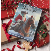 Père Noël équitation un cheval Noël occidental