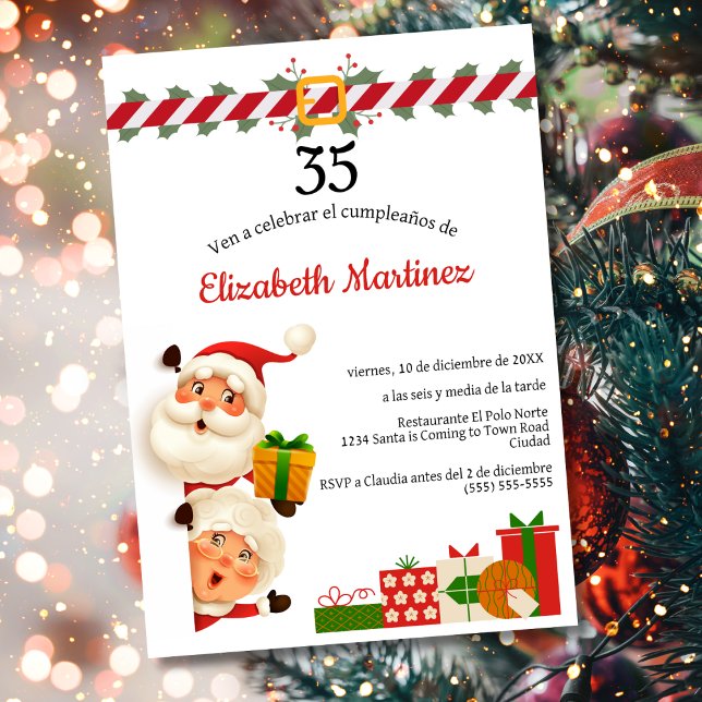 Invitation Père Noël espagnole et Mme Claus Noël 35e annivers (Créateur téléchargé)